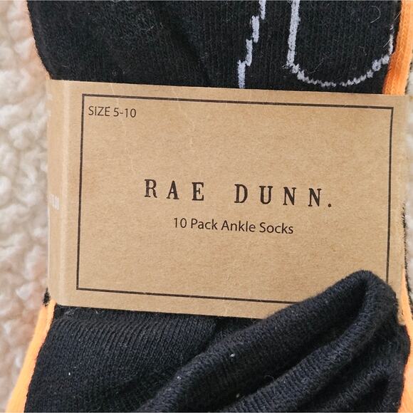 Rae Dunn Womens orange and black ankle socks pack of 10 pair size 5-10 - Picture 5 of 8